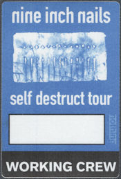 ##MUSICBP1635 - Nine Inch Nails OTTO Cloth Working Crew Pass from the 1994 Self Destruct Tour