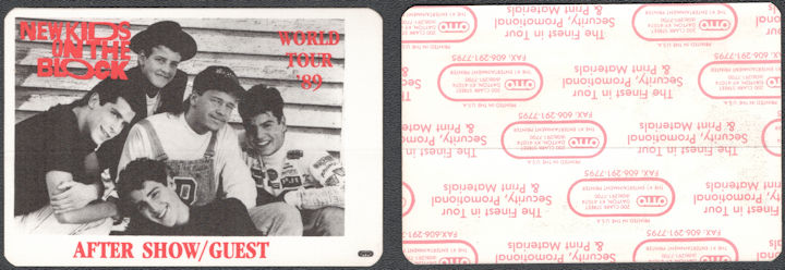 ##MUSICBP1366 - New Kids on the Block Cloth OTTO After Show/Guest Pass from the 1989 World Tour