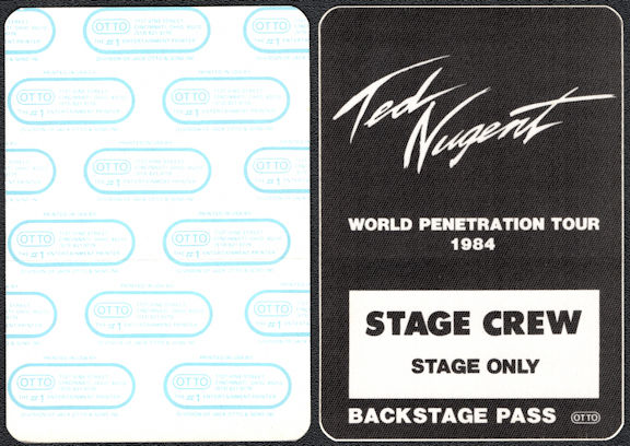 ##MUSICBP0028  - 1984 Ted Nugent cloth OTTO Backstage Pass from the World Penetration Tour
