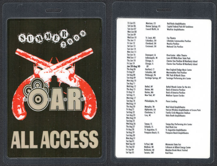 ##MUSICBP1019 - Oversized O.A.R  Laminated All Access Backstage Pass from the 2009 Summer Tour