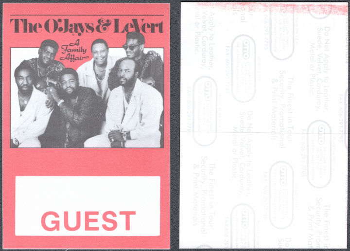 ##MUSICBP1642 - The O'Jays and Levert OTTO Cloth Guest Pass form the 1989 A Family Affair Tour