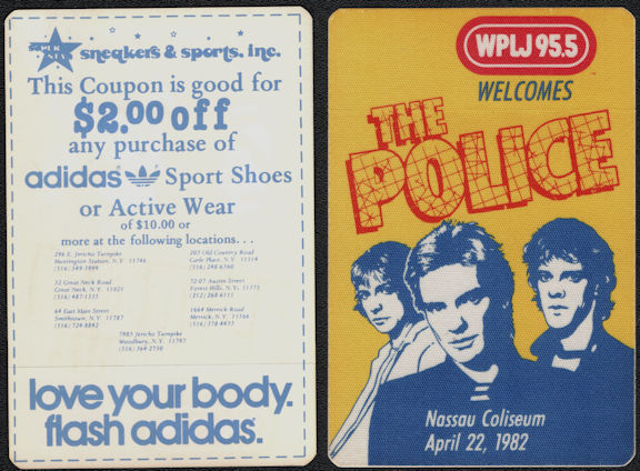 ##MUSICBP0739  - 1982 The Police at Nassau Coliseum 1982 OTTO Radio Promo Backstage Pass - Radio WPLJ