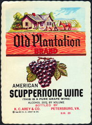 #ZLW024 - Old Plantation American Scuppernong Wine Label