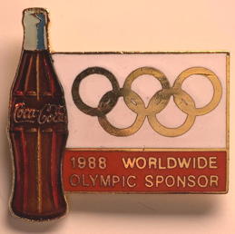 #CC464 - Coca Cola 1988 Calgary Winter Olympics Enameled Hat/Lapel Pin Picturing Bottle