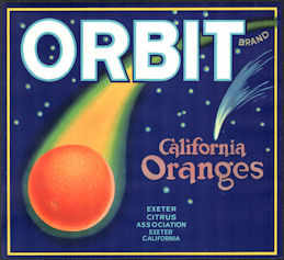 #ZLSH019 - Group of 12 Orbit California Oranges Crate Labels - Exeter, CA