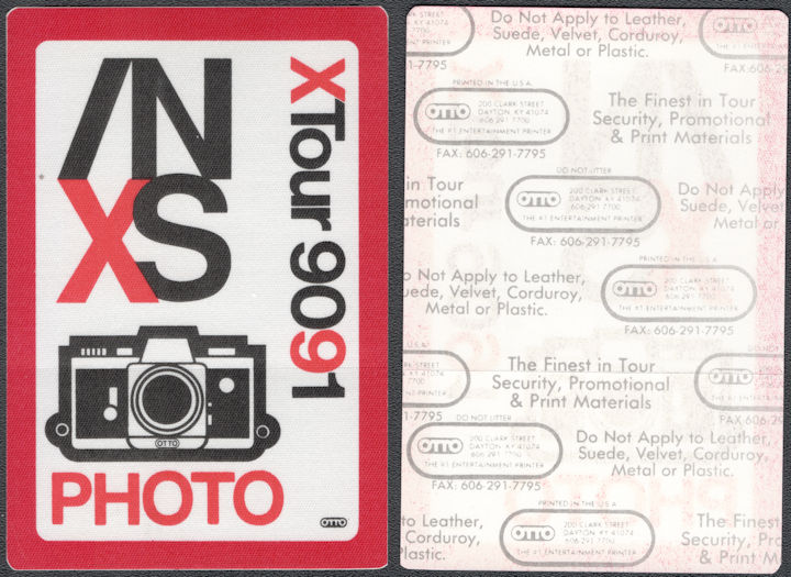 ##MUSICBP0130 - INXS OTTO Cloth Photo Backstage Pass for the 1990/91 XTour