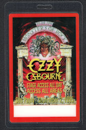 ##MUSICFE1011 - Ozzy Osbourne Laminated All Access Backstage Pass from the 1995 Monsters of Rock Festival