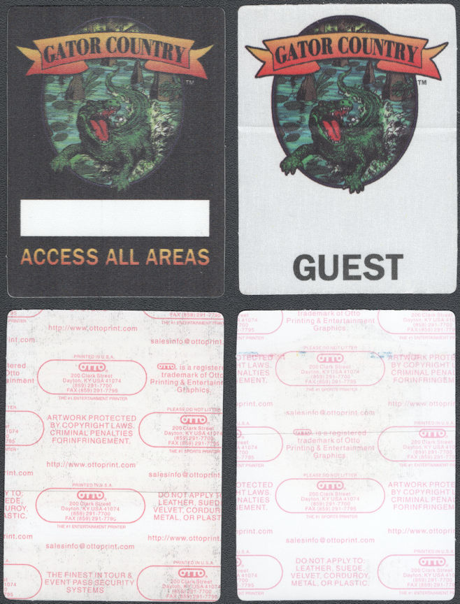 ##MUSICBP2037 - Pair of Gator Country (Molly Hatchet) OTTO Cloth All Areas and Guest Passes from 2006