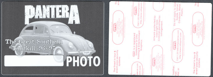 ##MUSICBP1632  - Rare Pantera OTTO Cloth Photo Pass from the 1996-97 Great Southern Tourkill Tour