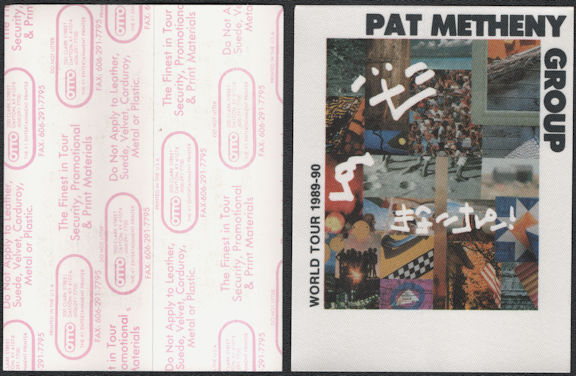 ##MUSICBP0720  - Pat Metheny OTTO Cloth Backstage Pass from the 1989/90 Letter From Home Tour