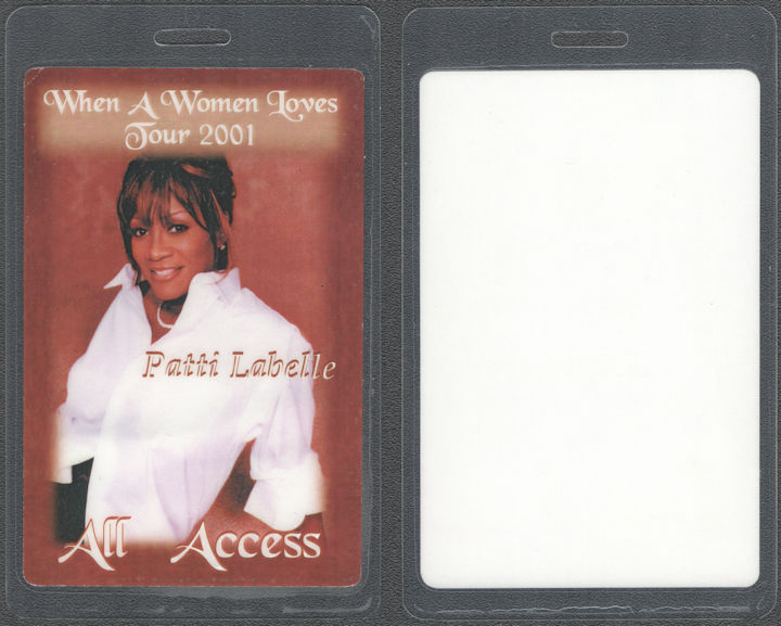 ##MUSICBP1942  - Uncommon Patti LaBelle All Access Laminated Perri Backstage Pass from the 2001 When a Woman Loves Tour