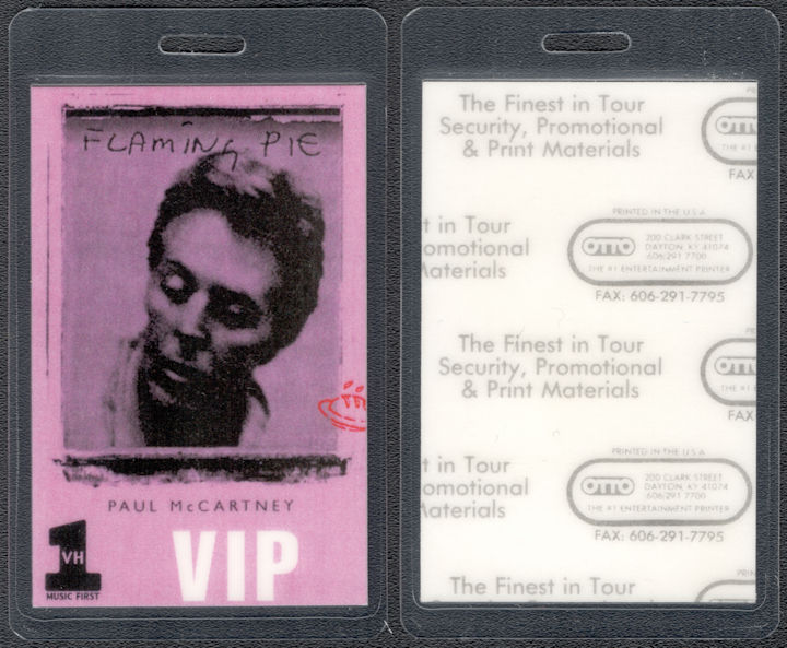 ##MUSICBP0268  - 1997 Paul McCartney Laminated Backstage Pass from the VH1 Interview Introducing Flaming Pie