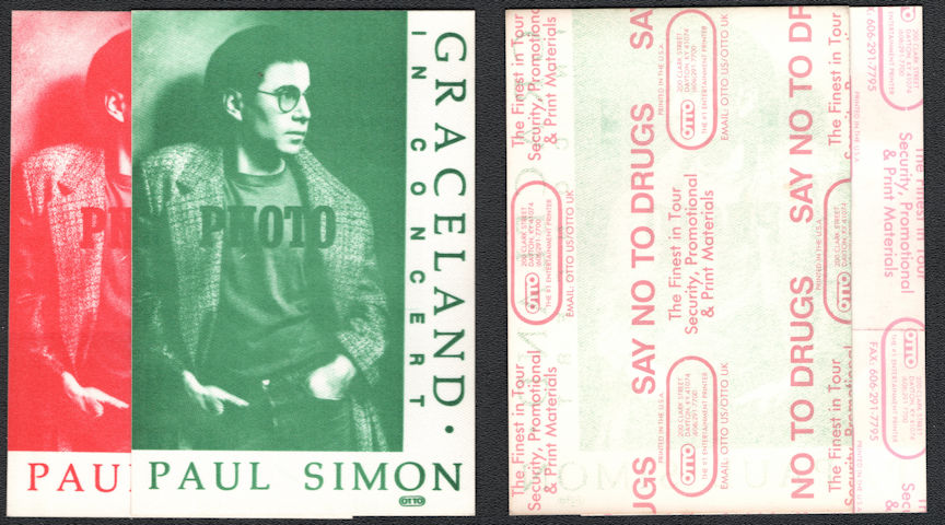 ##MUSICBP1014 - Pair of Paul Simon Cloth Backstage Passes from the 1987 Graceland Tour