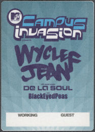 ##MUSICBP1450  - Wyclef Jean and Black Eyed Peas Cloth OTTO Guest Pass from the 2000 Campus Invasion Tour