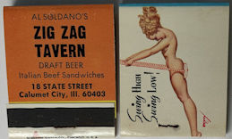 #PINUP062 - Signed Petty "Swing High Swing Low" Pinup Matchbook from the Zig Zag Tavern - Mob