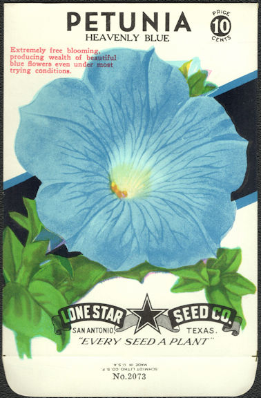 #CE022 - Heavenly Blue Petunia Lone Star 10¢ Seed Pack - As Low As 50¢ each