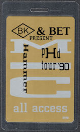 ##MUSICBP1300  - 1990 M. C. Hammer Laminated Backstage Pass from the pHd Tour