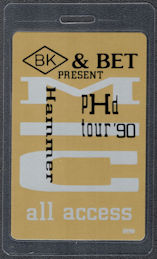 ##MUSICBP1300  - 1990 M. C. Hammer Laminated Backstage Pass from the pHd Tour
