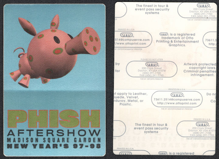 ##MUSICBP1009 - PHISH Aftershow OTTO Cloth Backstage Pass from the 1997/98 Madison Square Garden New Year's Show