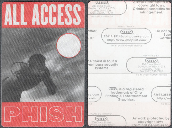 ##MUSICBP2000 - Phish OTTO cloth pass from the 1999 "Winter" Tour Featuring Muhammed Ali Scuba Diving
