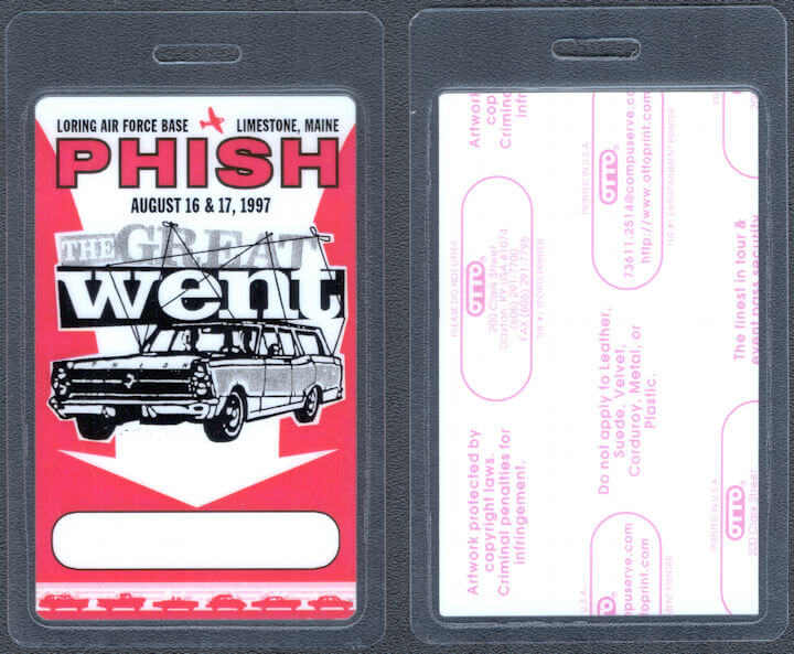 ##MUSICBP1673 - Scarce PHISH OTTO Laminated Pass from the 1997 The Great Went Event