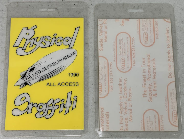 ##MUSICBP1428 - 1990 Physical Graffiti Laminated OTTO All Access Pass from the 1990 Led Zeppelin Tribute Show