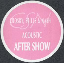##MUSICBP1834 - Crosby, Stills, and Nash Cloth T-BIRD After Show Pass from the 1992 Acoustic Tour