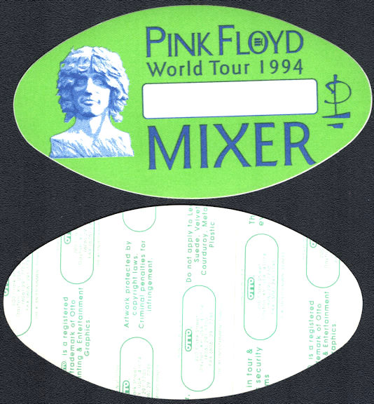##MUSICBP0801 - Pink Floyd OTTO Cloth Backstage Mixer Pass from the 1994 Division Bell Tour