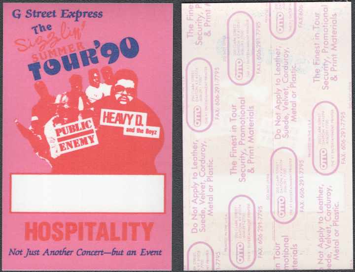 ##MUSICBP1924  - G Street Express 1990 Tour with Public Enemy and Heavy D. OTTO Cloth Hospitality Pass