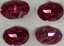 #BEADS1031 - Group of 4 Faceted and Foiled 16mm Oval Pink Glass Czech Rhinestones