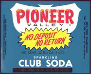 #ZLS119 - Pioneer Valley Sparkling Club Soda Bottle Label