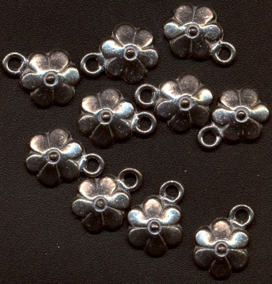 #BEADSC0295 - Group of 10 Pot Metal Flower Charms