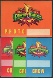 ##MUSICBP1173 - Group of 4 Different Mighty Morphin Power Rangers OTTO Cloth Backstage Passes from the 1994/95 Live Stage Show