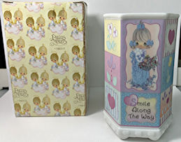 #MISCELLANEOUS328 - Enesco Precious Moments Ceramic Pencil Cup - Girl with Flowers - Original Box