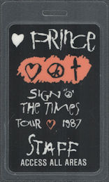 ##MUSICBP2104 - Rare Prince OTTO Laminated Staff Pass from the 1987 Sign O' the Times Tour 1987