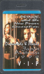 ##MUSICBP1901 - Uncommon Prince and the New Power Generation OTTO Laminated VIP Pass from the 1992 Diamonds and Pearls Japan and Australia Tour