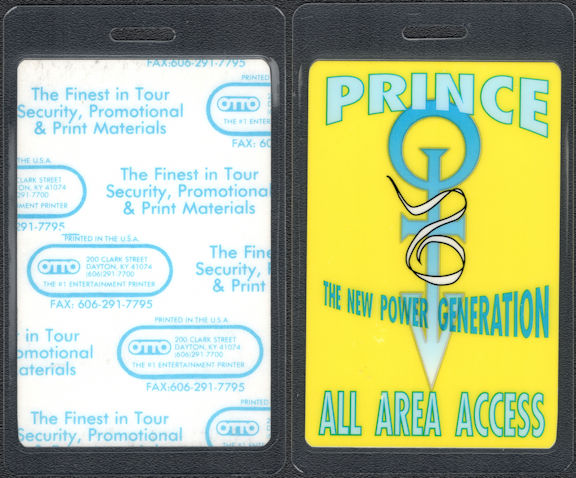 ##MUSICBP0821 - Prince Laminated All Area Access OTTO Backstage Pass from the 1990 The New Power Generation Tour