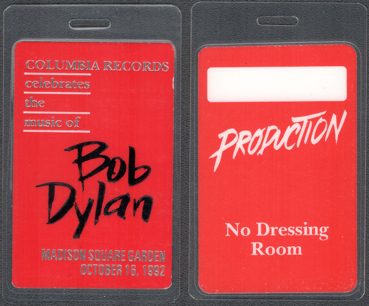 ##MUSICBP1907 - Bob Dylan Laminated OTTO Backstage Pass from Dylan Tribute with Dylan Clapton, George Harrison, etc.