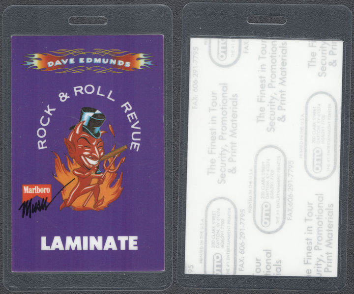 ##MUSICBP2036 - Dave Edmunds Laminated OTTO Backstage Pass from the 1990 "Rock & Roll Revue" Tour