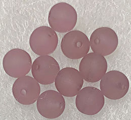 #BEADS0993 - Group of a Dozen 6mm Czech Frosted Amethyst Glass Beads