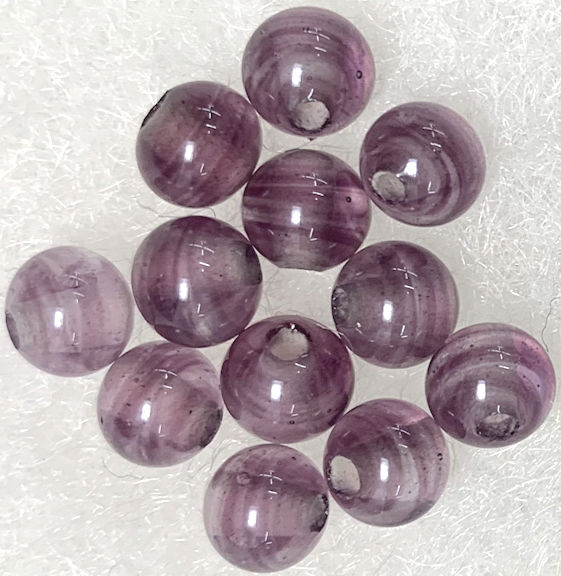 #BEADS1014 - Group of a Dozen 6mm Japanese Amethyst Glass Beads