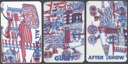 ##MUSICBP2091 - Group of 3 Different Rare Jefferson Airplane OTTO Cloth Backstage Puzzle Passes from the 1989 Jefferson Airplane Tour