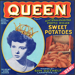 #ZLC476 - Queen Brand Sweet Potatoes Crate Labe...
