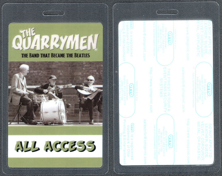 ##MUSICBP1667 - Quarrymen OTTO Laminated All Access Pass from the 2010 Tour for John Lennon's 70th Birthday