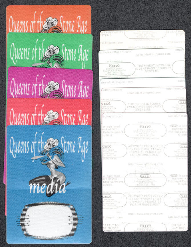 ##MUSICBP1050 -  5 Different Colored Queens of the Stone Age Cloth Media Backstage Passes