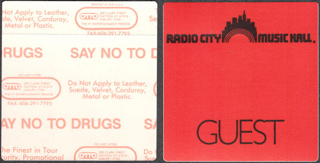 ##MUSICBP1494 - Radio City Music Hall Venue OTTO Cloth Guest Backstage Pass