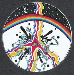 ##MUSICGD2054 - Grateful Dead Car Window Tour Sticker/Decal - Skeletons Dancing Under a Rainbow and Moon
