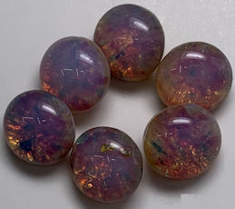 #BEADS0907 - 8mm Round Fire Opal Glass Cabochon - As Low as 12¢ each