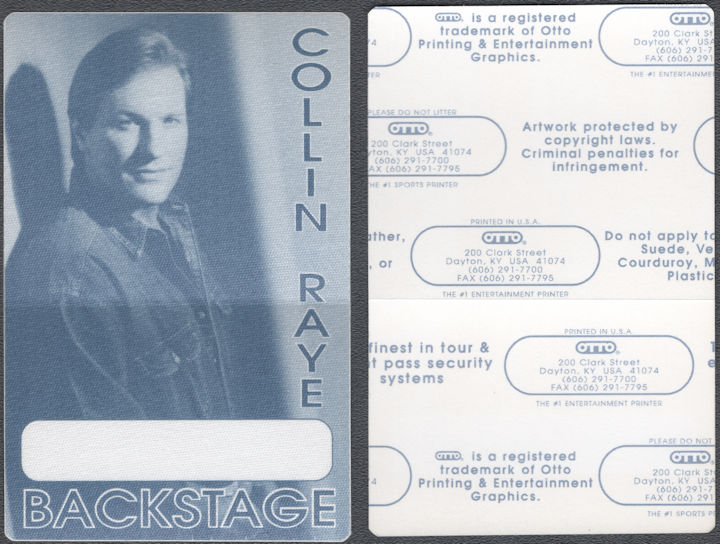##MUSICBP2178 - Collin Raye (Bubba Wray) OTTO Cloth Backstage Pass from the 1993 Extremes Tour