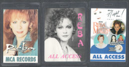 ##MUSICBP1964  - Three Different Reba OTTO Laminated Backstage Passes from 1987, 1994, and 2001